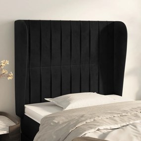 3118238 vidaXL Tăblie de pat cu aripioare, negru, 103x23x118/128 cm, catifea