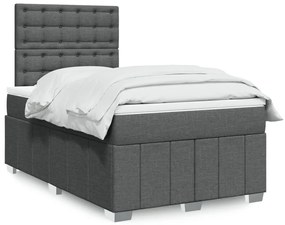 vidaXL Pat box spring cu saltea, gri închis, 120x190 cm, textil