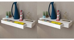 vidaXL Rafturi de perete suspendate cu sertare, 2 buc., alb, 80 cm
