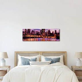Tablou orașului nocturn (cu ceas) (90x30 cm)