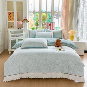 Lenjerie de pat bumbac 100%, 4 piese, bleu mentă, BCP410