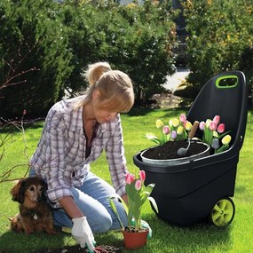 Roabă de grădină Easy Go XL din plastic, 62 l, gri-verde deschis