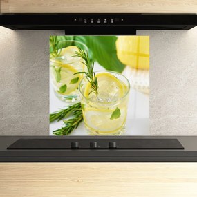 Panou Sticla Bucatarie, 100x100cm, Protectie aragaz, Antistropi, Termorezistent, Alimente, Bauturi, Lemon Rosemary Drink
