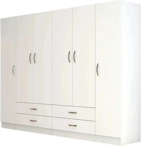 Dressing GRD0801, alb, PAL melaminat, cu 6 usi si 4 sertare, 240x46x18