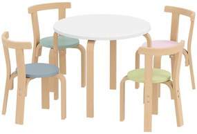 AIYAPLAY Set masă și scaune pentru copii, 5 piese, lemn masiv ușor, multicolor | Aosom Romania