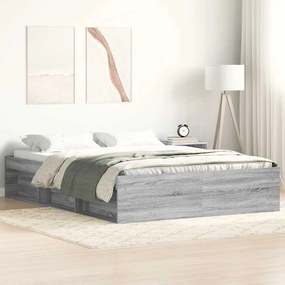 vidaXL Cadru de pat, sonoma gri, 140x190 cm