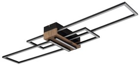 Plafoniera LED metal negru, MDF aspect de lemn DAKARI