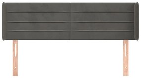 Tablie de pat cu aripioare gri inchis 147x16x78 88 cm catifea 1, Morke gra, 147 x 16 x 78 88 cm