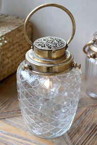 Felinar auriu, din sticla, LED, E27, D15.5cm. French