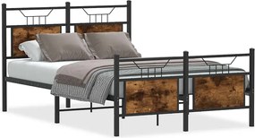 vidaXL Cadru pat fără saltea stejar fumuriu 120x200 cm, lemn prelucrat