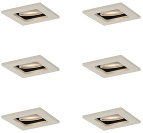 Set de 6 spoturi încastrate moderne bej GU10 50mm rotative și înclinabile - Qure