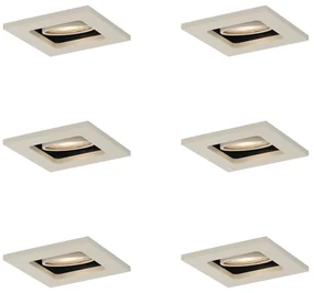 Set de 6 spoturi încastrate moderne bej GU10 50mm rotative și înclinabile - Qure