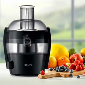 Resigilat: Storcator de fructe Philips HR1832/00, 500 W, 1,5 l, QuickClean, Fara picurare, Negru
