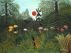Reproducere Setting Sun in the Virgin Forest (Tropical Rainforest Landscape) - Henri Rousseau, (40 x 30 cm)
