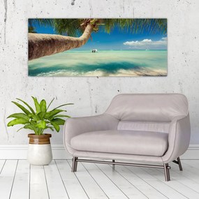 Tablou - Mare curată cu palmier (120x50 cm)