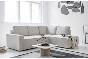 Colțar alb extensibil cu tapițerie din catifea reiată (cu colț pe partea dreaptă) Brave Dave – Miuform