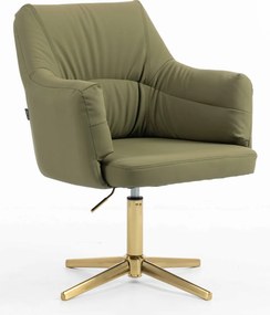 HR840CROSS Scaun Khaki Piele Ecologica Premium Soft cu Bază Aurie