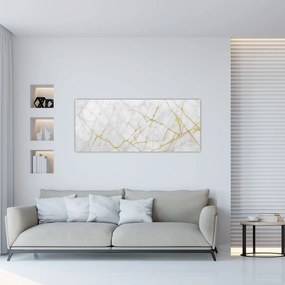 Tablou - Marmură alb- auriu (120x50 cm)