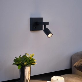 Lampă de perete modernă neagră cu USB-C înclinabilă - Rex