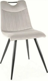 Scaun ORFE, gri deschis/negru, stofa catifelata /metal, 45x40x86 cm
