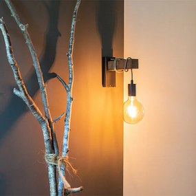 Lampă de perete industrială neagră cu lemn - Gallow