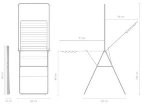 Uscator de rufe Brabantia Hangon 1004172, 25 m, 8 umerase, Blocare copii, Tija suplimentara, Inox