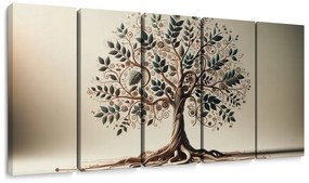 Tablou 5-piese arborele vieții decorativ cu ornamente