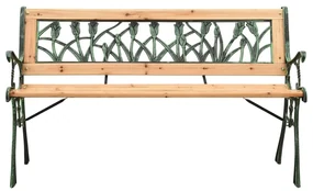 312031 vidaXL Bancă de grădină, 122 cm, fontă și lemn masiv de brad