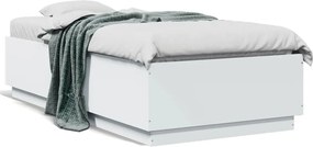 vidaXL Cadru de pat, alb, 75x190 cm, lemn prelucrat