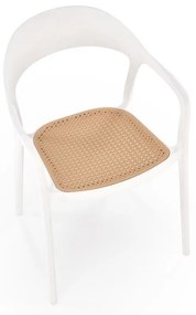 Scaun plastic K530 alb/natur