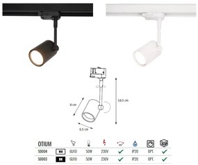 Spot directionabil pentru sina trifazata MAXLIGHT, OTIUM negru