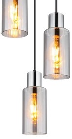 Lustra suspendata design modern LIDARIA 3L negru/fumuriu