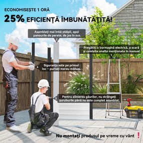 Outsunny Magazie de Gradina, Suport pentru Unelte din Otel cu Usi Glisante si Orificii de Aerisire, 196x236x208 cm, Maro | Aosom Romania