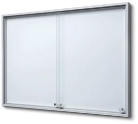 Vitrina cu informații interioare cu uși glisante SLIM 12 x A4 - spate tablă, aluminiu