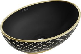 Mexen Elza chiuvetă de blat 40 x 33 cm, negru mat/modele aurii tip grilaj - 21014029