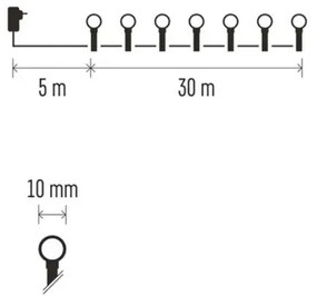 Ghirlandă luminoasă de Crăciun 300 LED, 8 funcții, 35 m, IP44, alb cald