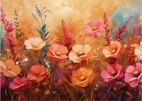 Tablou pe sticlă - Flori de pajiște, pictură (70x50 cm)