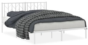 374488 vidaXL Cadru de pat metalic cu tăblie, alb, 150x200 cm