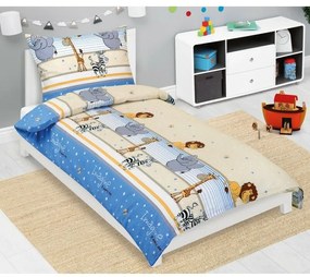 Lenjerie de pat creponată pentru copii Bellatex Safari albastru, 140 x 200, 70 x 90 cm