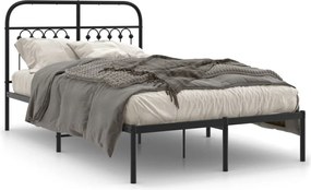 vidaXL Cadru de pat metalic cu tăblie, negru, 120x190 cm