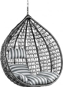 Scaun suspendat negru KOKON fara suport, perna alb-gri