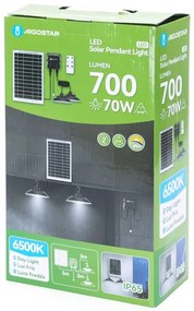 Lustră LED solară cu senzor Aigostar 2xLED/35W/12V 6000 mAh 6500K d. 15 cm