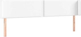 vidaXL Tăblie de pat cu aripioare alb 203x16x78/88 cm piele ecologică