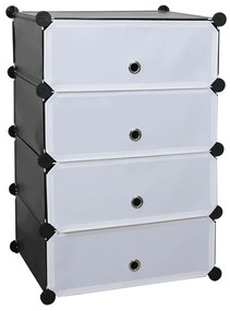 Organizator de pantofi modular, negru   alb, PORET