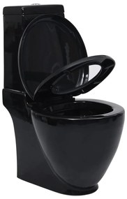 Vas WC toaleta de baie, negru, ceramica, rotund, flux inferior