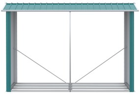Outsunny Magazie de Depozitare a Buștenilor, Casă pentru Lemne de Foc din Otel Galvanizat cu Podea Înălțată, 240x86x160 cm, Verde | Aosom Romania