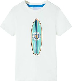 vidaXL Tricou pentru copii cu mâneci scurte, ecru, 128
