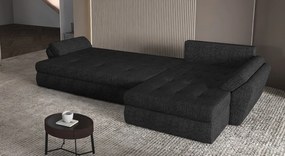 Colțar extensibil dumonde cu ladă de depozitare si sezut confortabil din spuma high-density, Loana XL Enjoy Negru 335x185 cm