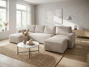 SET Canapea U SMART COSARO bej deschis 295x140 cm clasa II