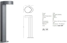 Stalp LED iluminat exterior modern IP65 Bernie